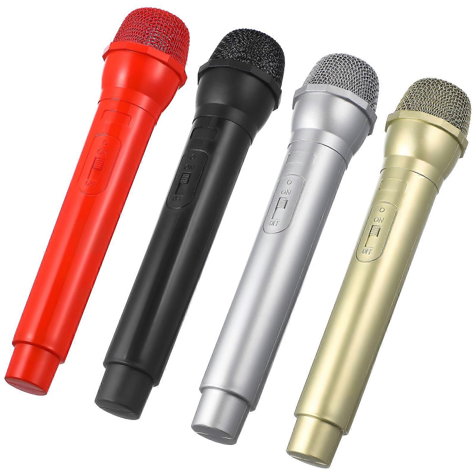 Plastic Fake Microphone Prop Kids Pretend Play Simulation Microphone 4Pcs