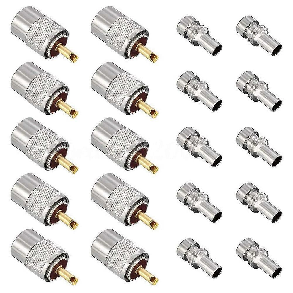 10 Pack UHF/PL-259 Solder Connector Plug with Reducer for RG8X, RG8, RG59, LMR-400, RG-213 Coaxial Coax Cable
