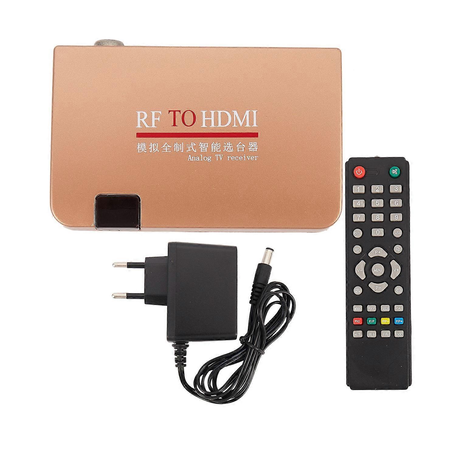 RF To HDMI Converter Adapter Analog Receiver Analog TV Box Digital Box Remote Control EU Plug