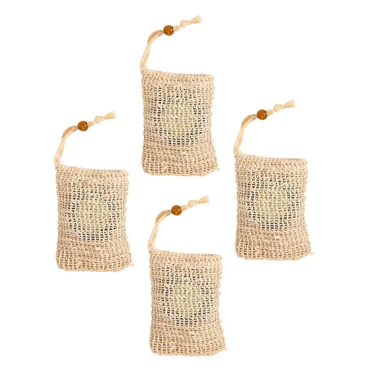 4pcs Mesh Soap Bag Set with Drawstring, Exfoliating Soap Saver Pouch for Shower and Bath