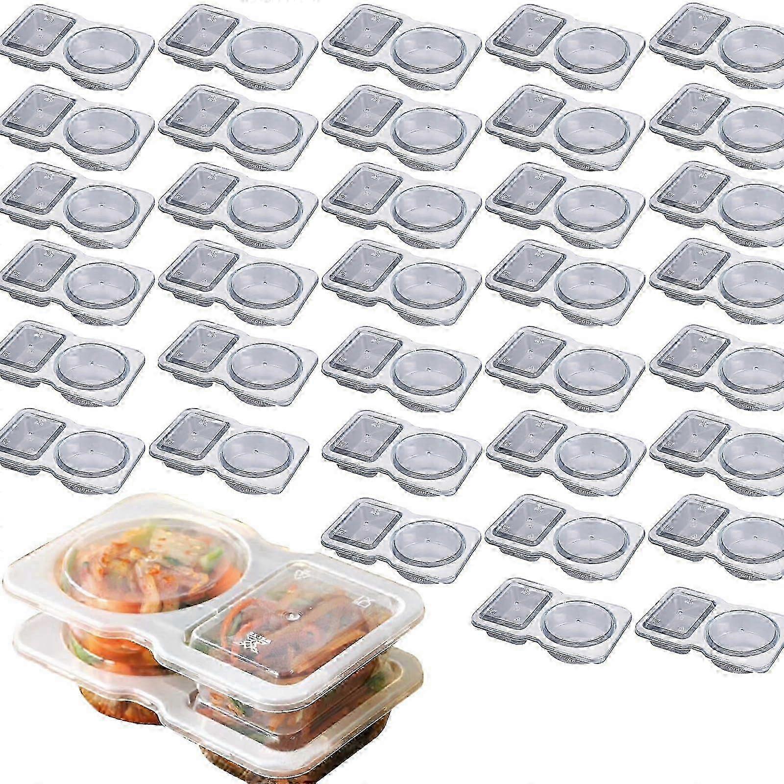 Double Compartment Condiment Container, Double Condiment Containers With Lids, 2 Compartment Snack Containers, Double Compartment Snack Containers For