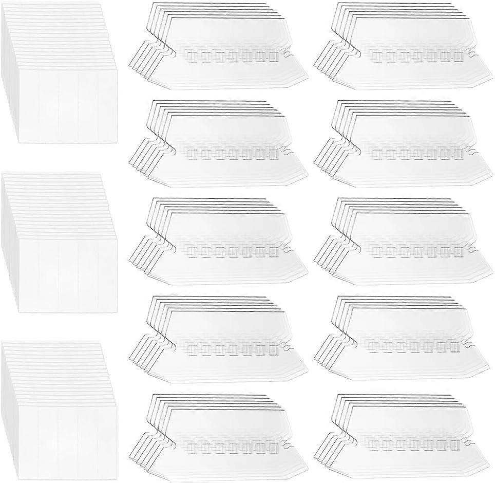 120Pcs Hanging File Folder Tab 77x31mm/3x1.2inch Clear PVC Insertable Plastic Tabs Hanging Folder Tabs with White Blank Paper Inserts for Office Acces