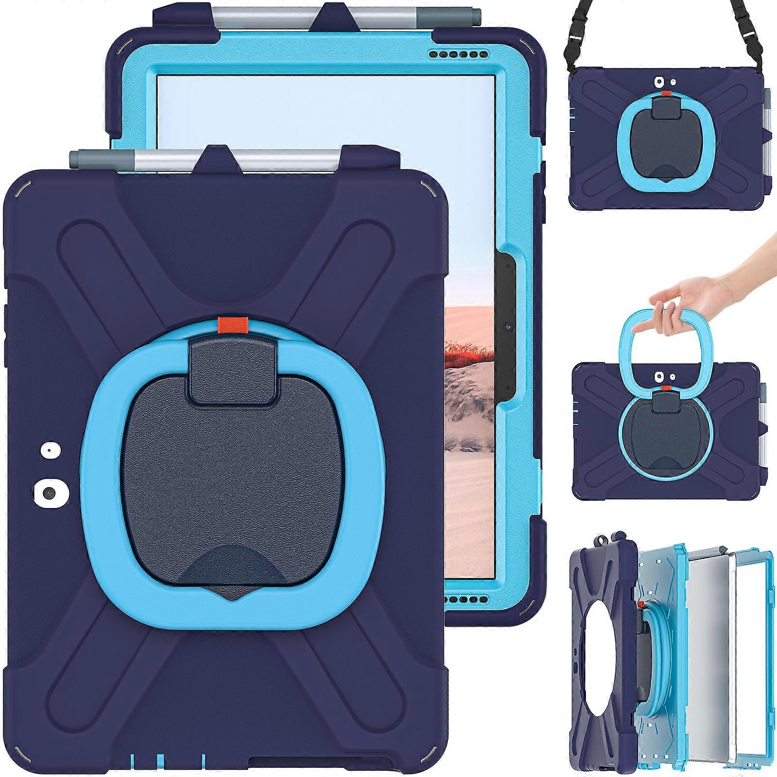 For Microsoft Surface Go 4 / 3 / 2 / 1 Silicone + PC Protective Case with Holder & Shoulder Strap(Black)