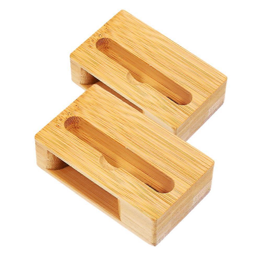 Multifunctional Bamboo Speaker Amplifier Dock 2Pcs for Phone Sound Stand