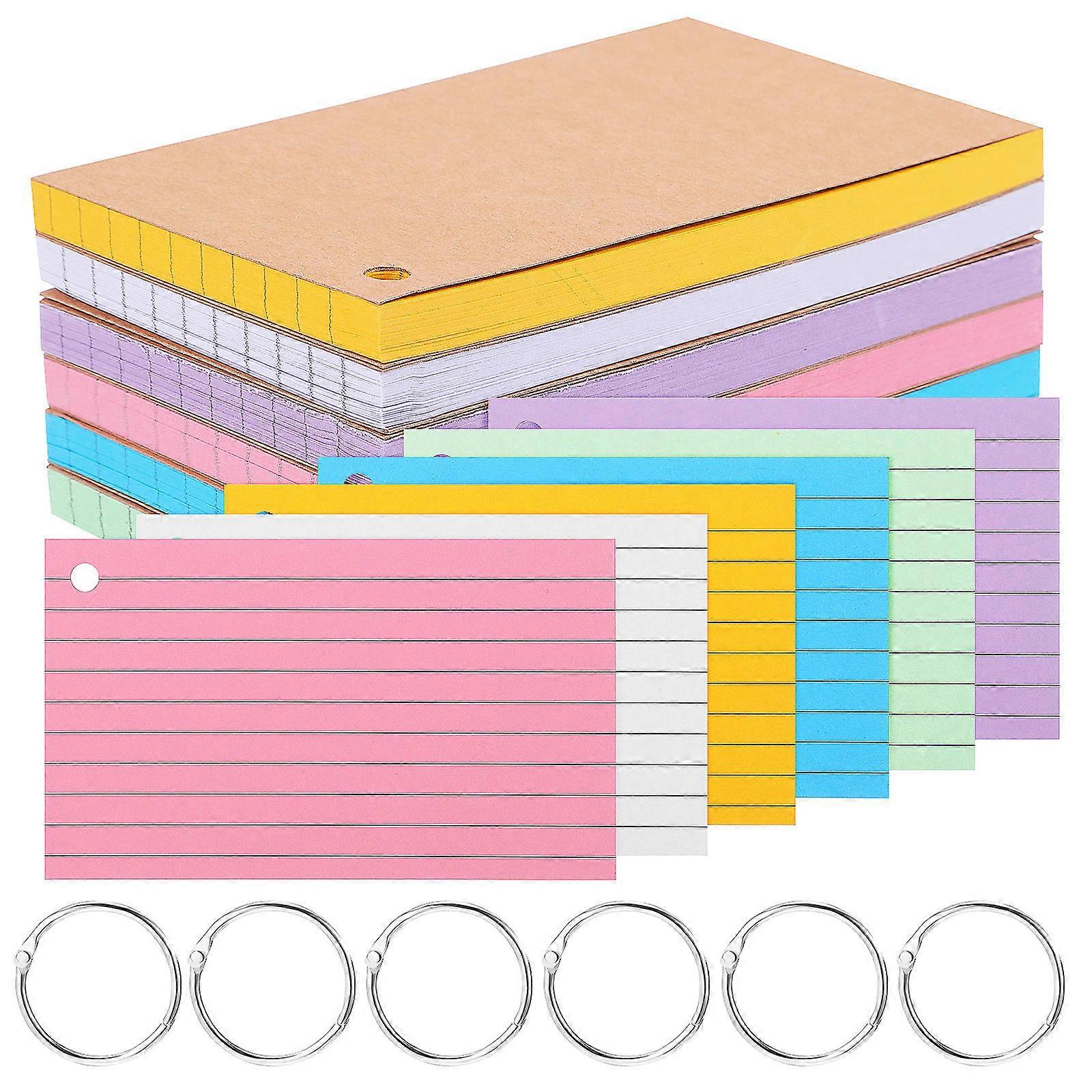 Note Cards Lined for Writing 6Pcs Index Cards with Rings for Learning