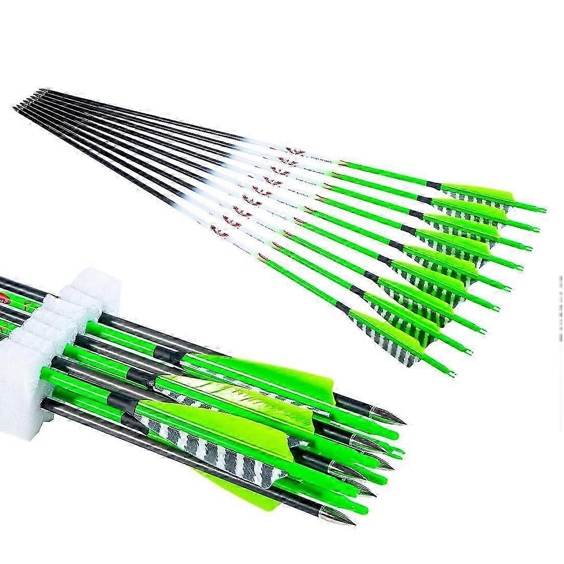 12 Flechas de Carbono Tradicionais Faixas de Caça 31 Polegadas