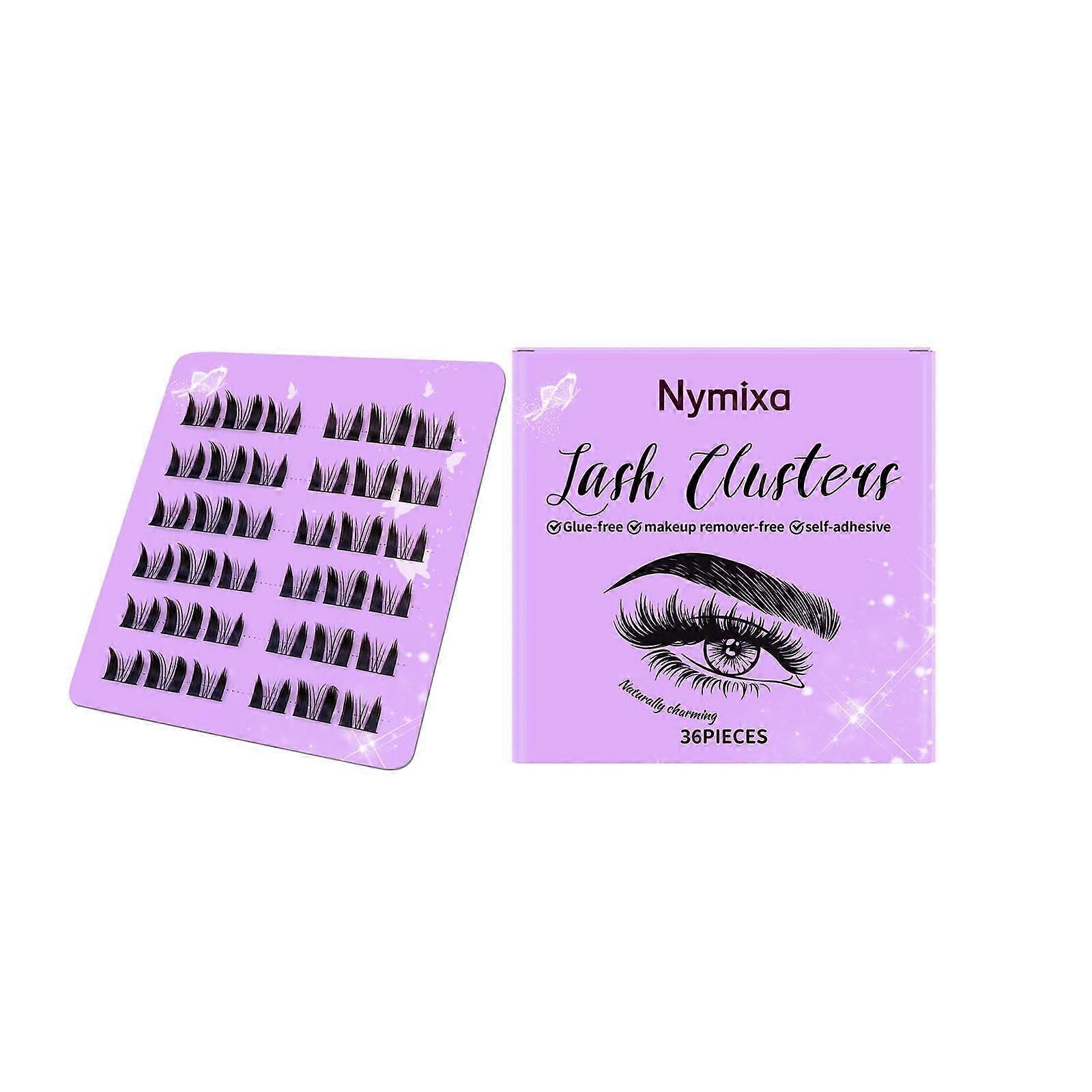 Self Adhesive Eyelashes, Natural Self Adhesive Lash Clusters, Pre glued Eyelash Clusters, No Glue Needed Lashes Wispy C-curly Cluster Eyelash Extensio
