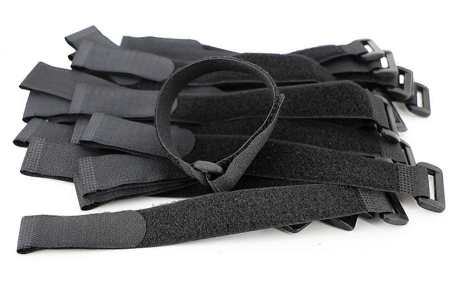 50 Pcs Black Cable Organizer Straps with DRing Buckle, Reusable Hook and Loop Cord Ties 0.8'x8'