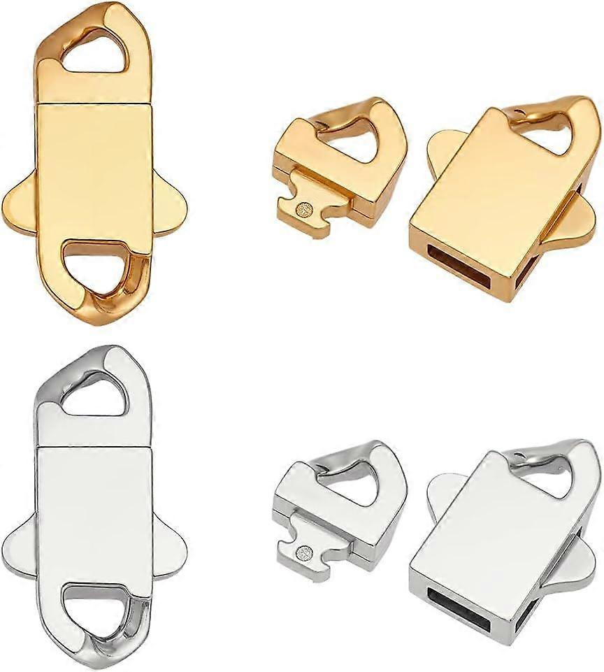 2 Colors Stainless Steel Spring Clasps Rectangle Cuban Bayonet Clasps 304 Stainless Steel Clasp Connector for Extender Link Necklace Bracelet Chain Je