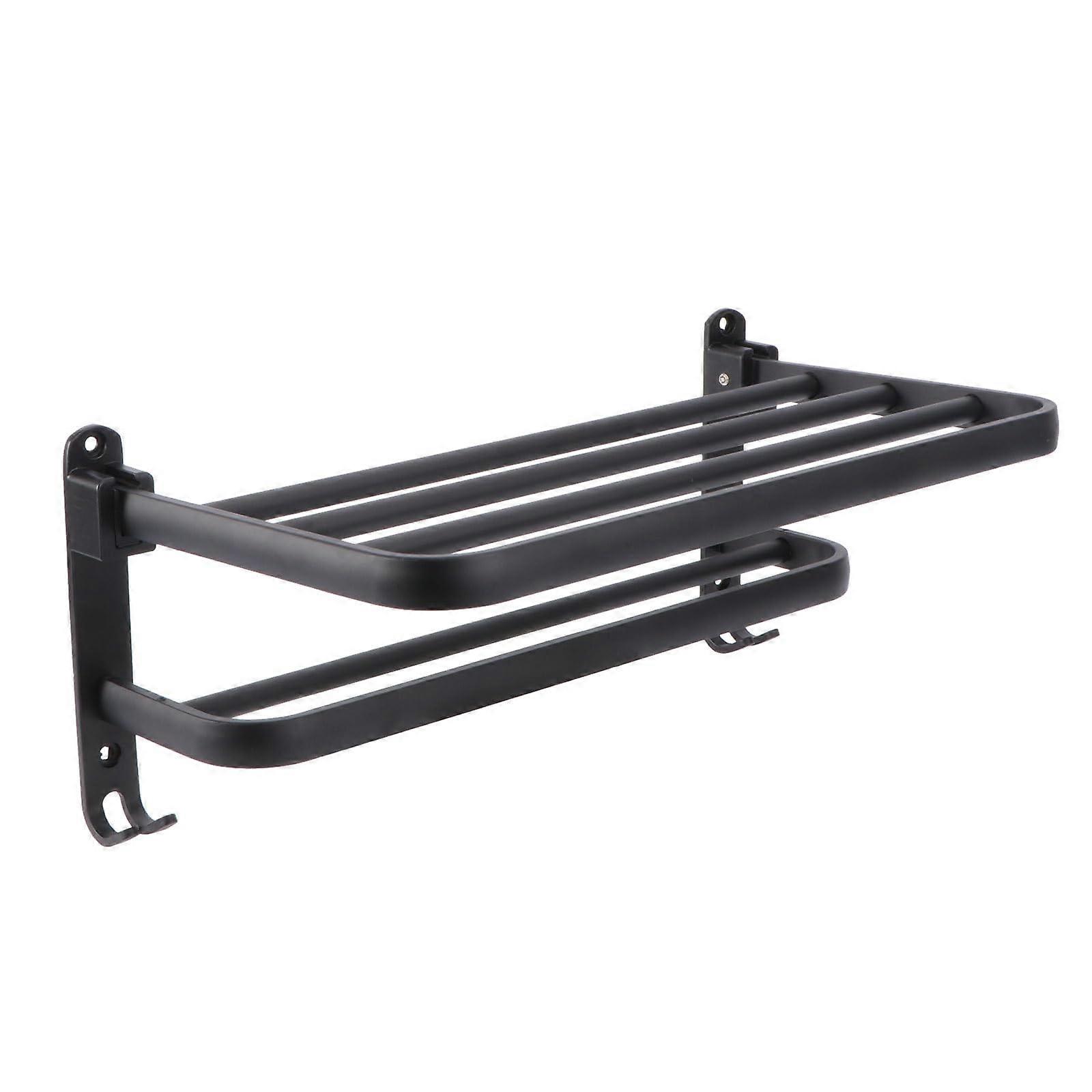 Black Aluminum RustResistant Wall Mounted Towel Rack for Bathroom, SpaceSaving Organizer