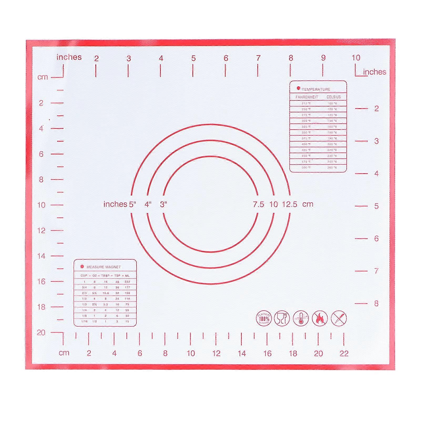 Silicone Baking Mat Non Stick Pastry Mat with Measurements Non Slip Heat Resistant Red 29x26cm