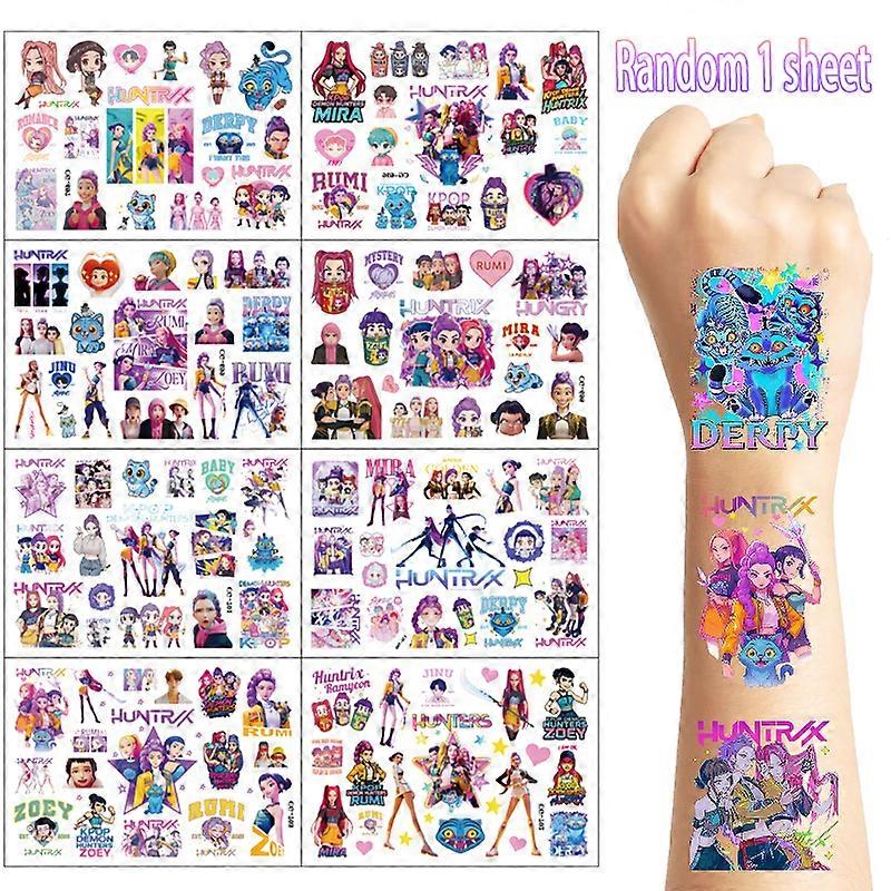 Kpop d��mon chasseurs autocollants de tatouage temporaire HUNTRX tatouages temporaires imperm��ables d��calcomanies pour les Fans d��coration de