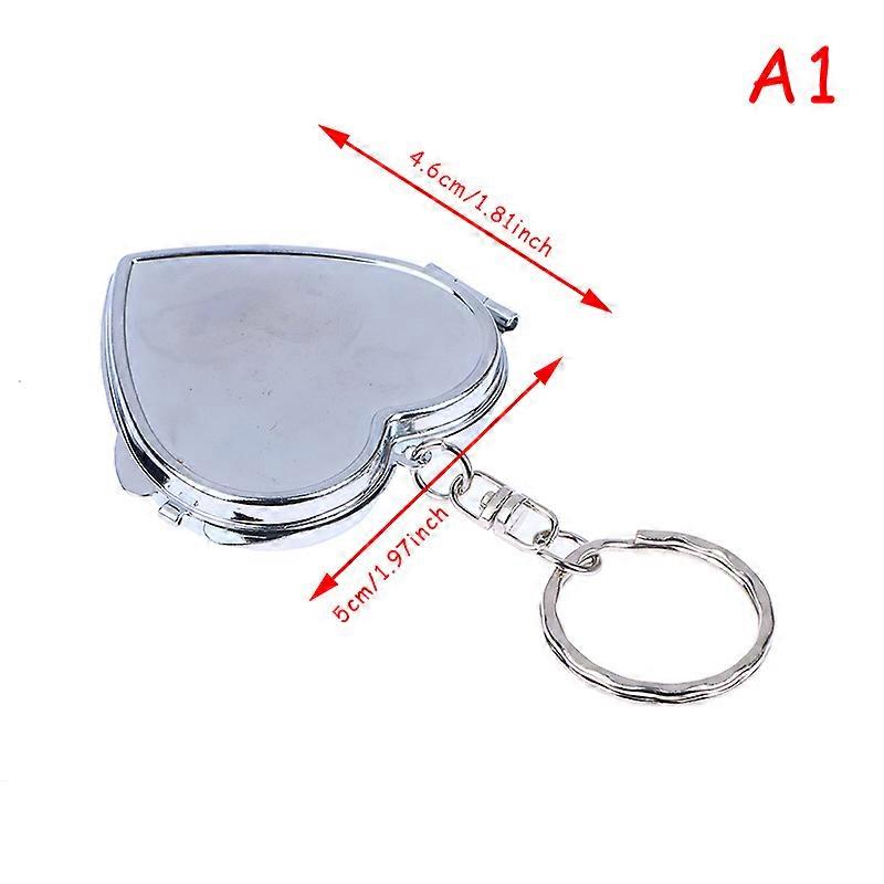 Mini Folding Mirror Keychain Round Heart Oval Square Shape Double Sided Cosmetic Mirror Metal Folding Keychain Makeup Mirror 1pc