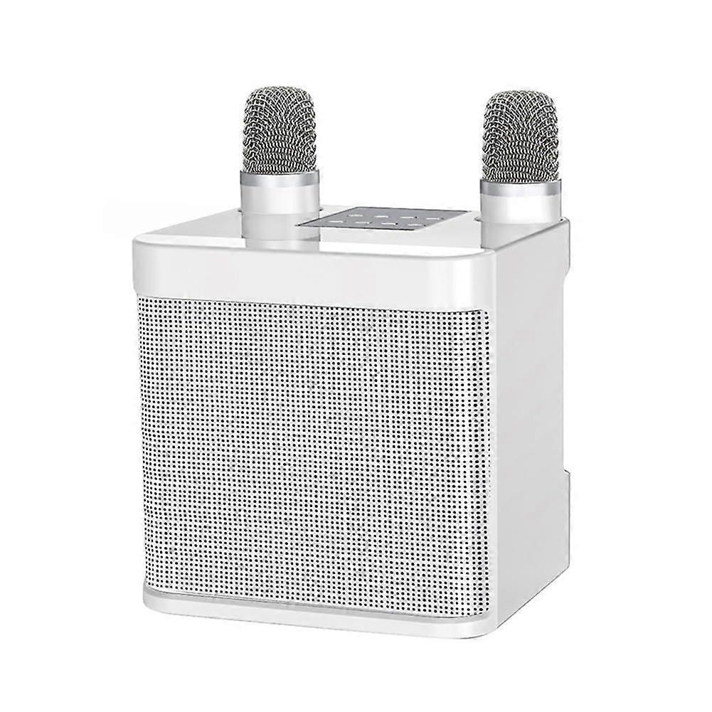 Karaoke Set Model 203 Wireless Bluetooth Karaoke Speaker Dual Microphone System White