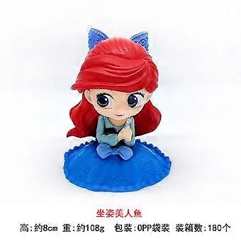 Q-version big-eyed afternoon tea princess figurines, Elsa, Anna, Snow White, Cinderella, Little Mermaid, Cinderella ice and snow ornaments.