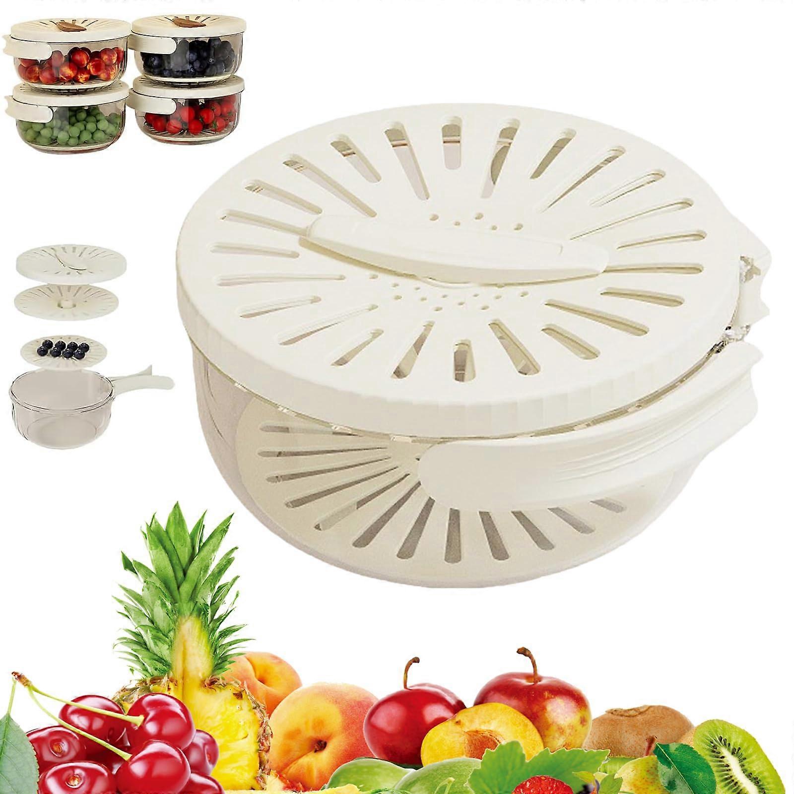2in1 Fruit and Vegetable Washing Bowl with Airtight Lid, Stackable Strainer Storage Container White