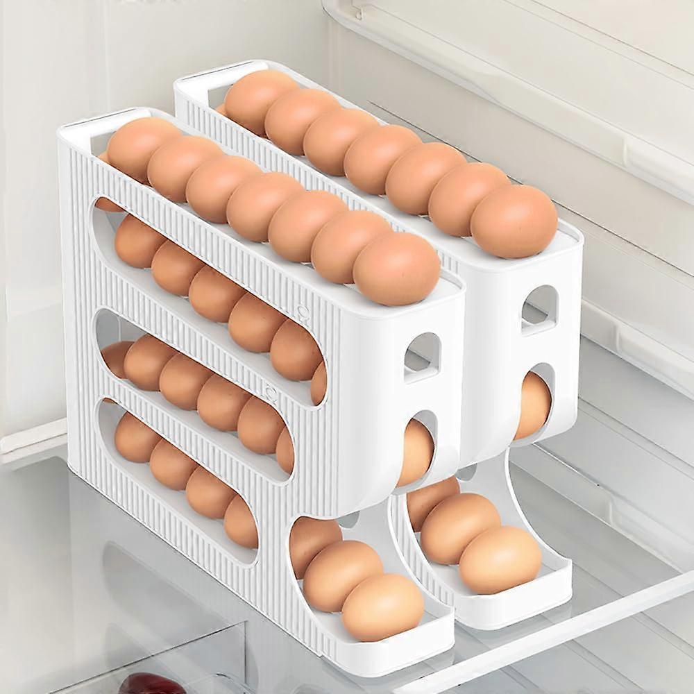 Egg Holder for Refrigerator, Automatic Rolling Dispenser, SpaceSaving 56 Large Egg Organizer