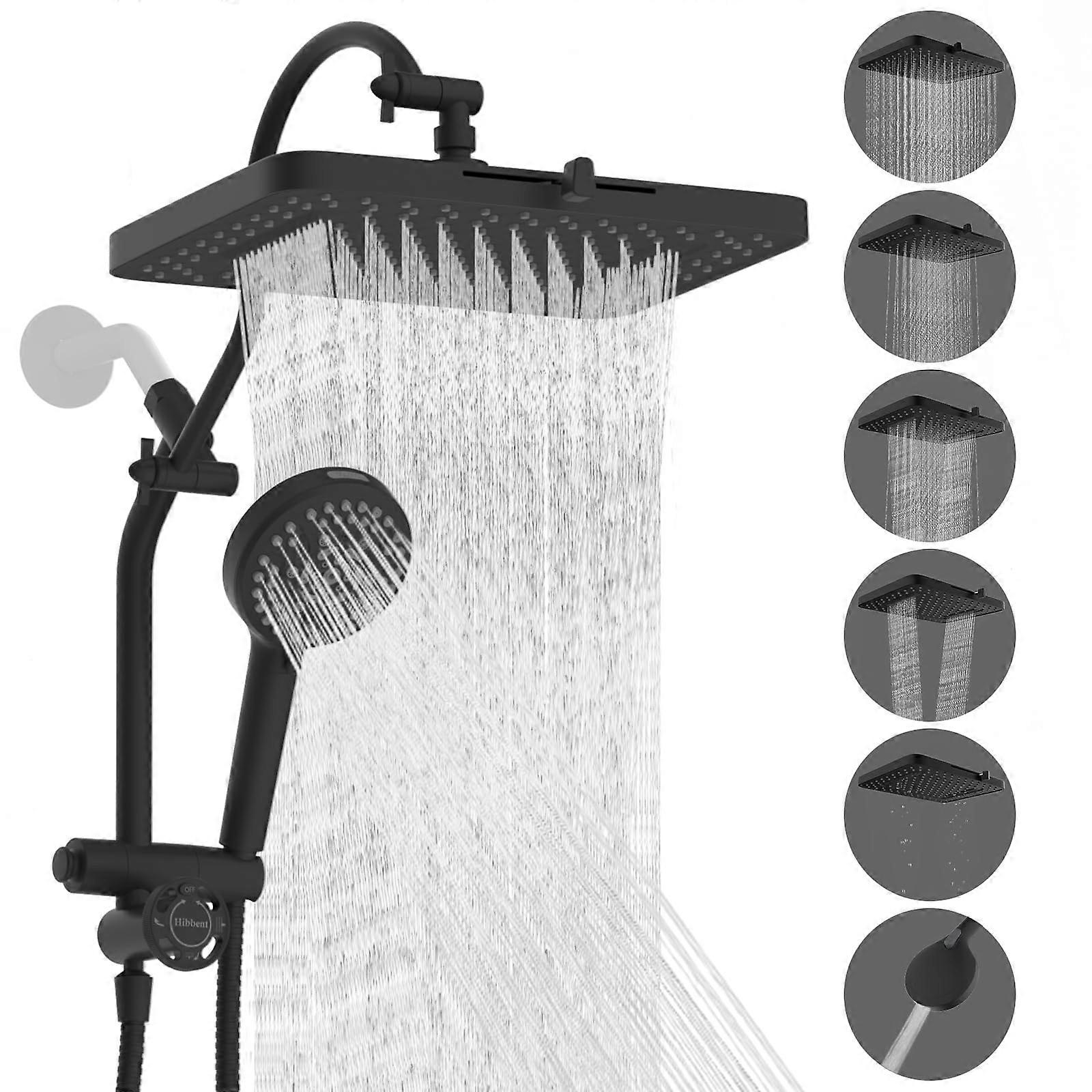Rainfall Shower Head Combo 13 Inch Large Rainfall Coverage with  Pressure Handheld and 4Way Diverter