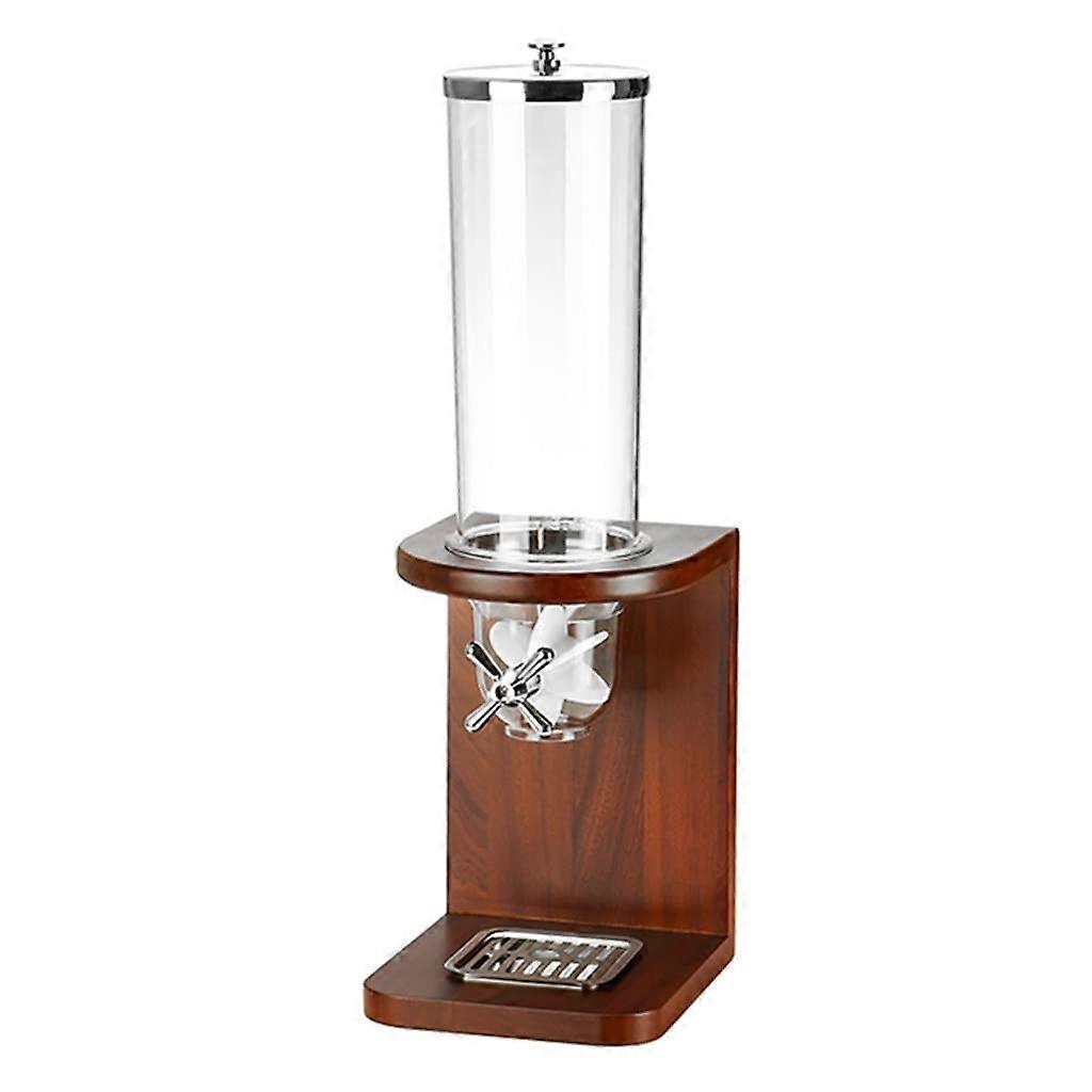 Cereal Dispenser 4L Airtight Transparent Dry Food Container with Wooden Base for Kitchen Countertop