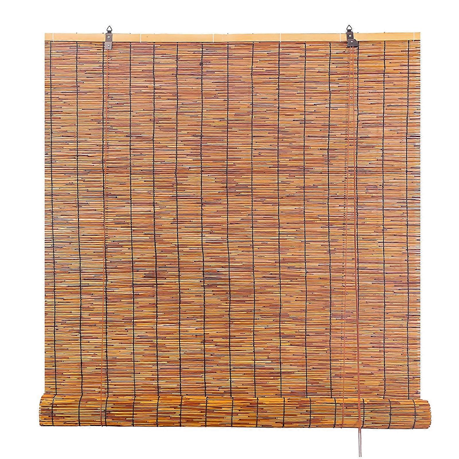 Bamboo Roller Blinds Blackout Light Filtering Cordless Shade for Patio Pergola Privacy 34x48