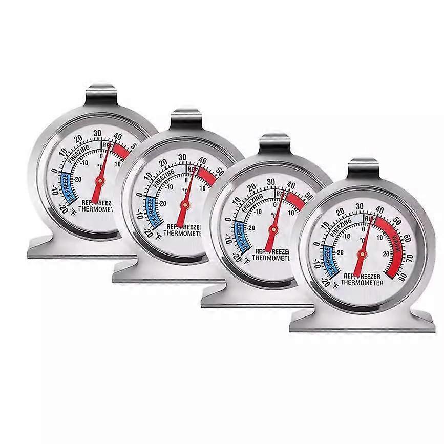 Oven Thermometer and Refrigerator Freezer Thermometer Set, 4 Pack Large Dial Stainless Steel for Baking and Freezing