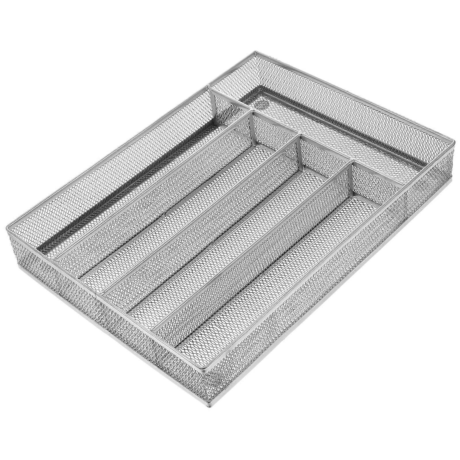 Drawer Organizer Silver Utensil Holder with Versatile Compartments for Kitchen and Office Storage