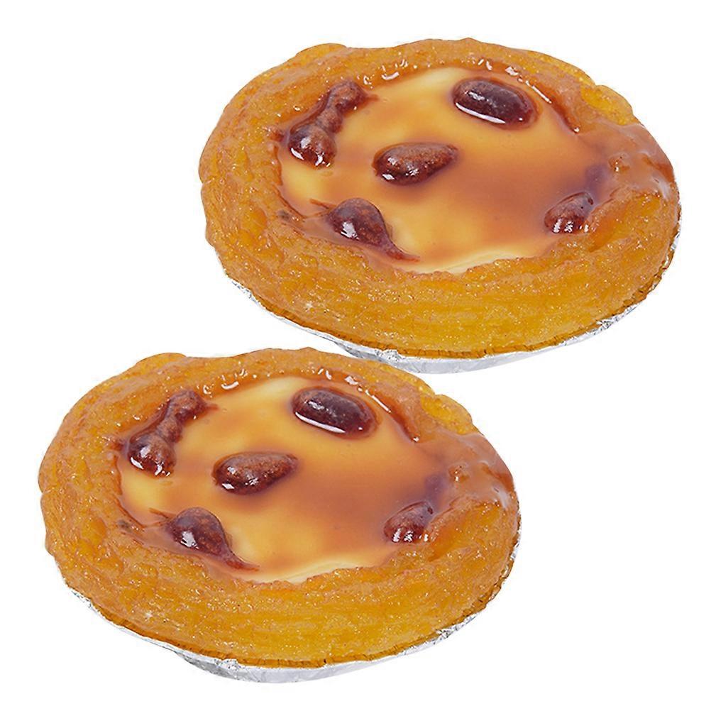 Egg Tart Model Prop for Decor Unique Resin Design Safe and Reusable 2 Pcs Light Brown