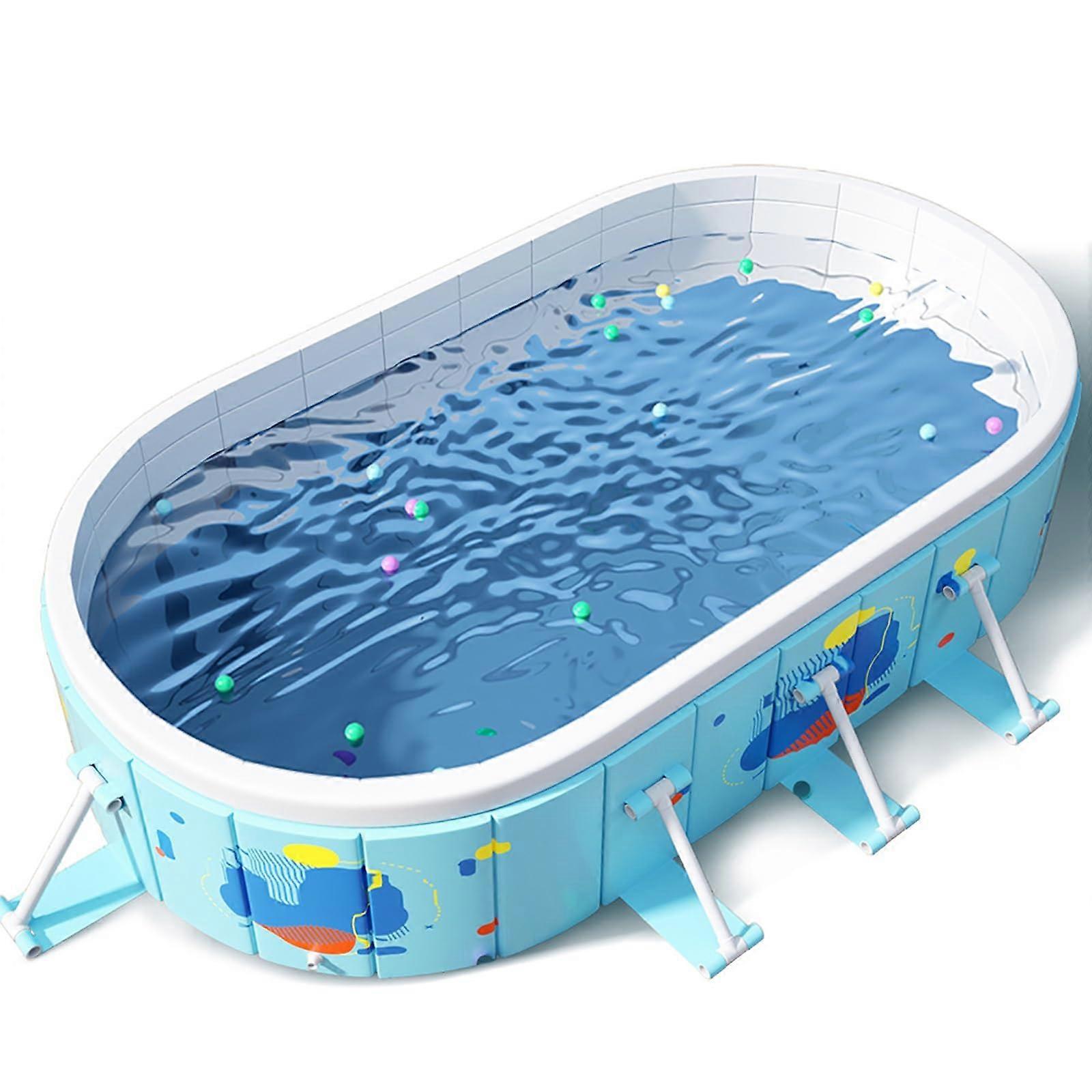 Above Ground Swimming Pool with Foldable Steel Frame and Quick Drain for Backyard 7ft and 8.5ft