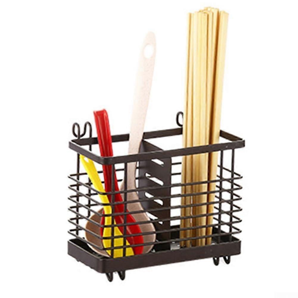 Kitchen Cutlery Drainer Carbon Steel Utensil Drying Rack Rust Resistant Multi Purpose Brown
