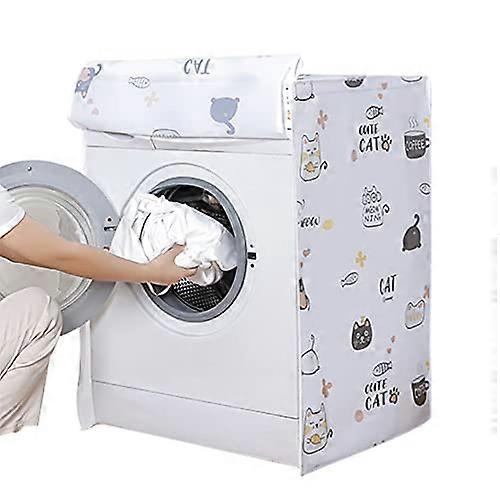Waterproof Washing Machine Cover with Zipper, Dustproof Washer and Dryer Protector for Front Load