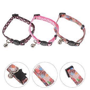 Katzenhalsband mit Glöckchen, 3er-Pack, Blumendesign