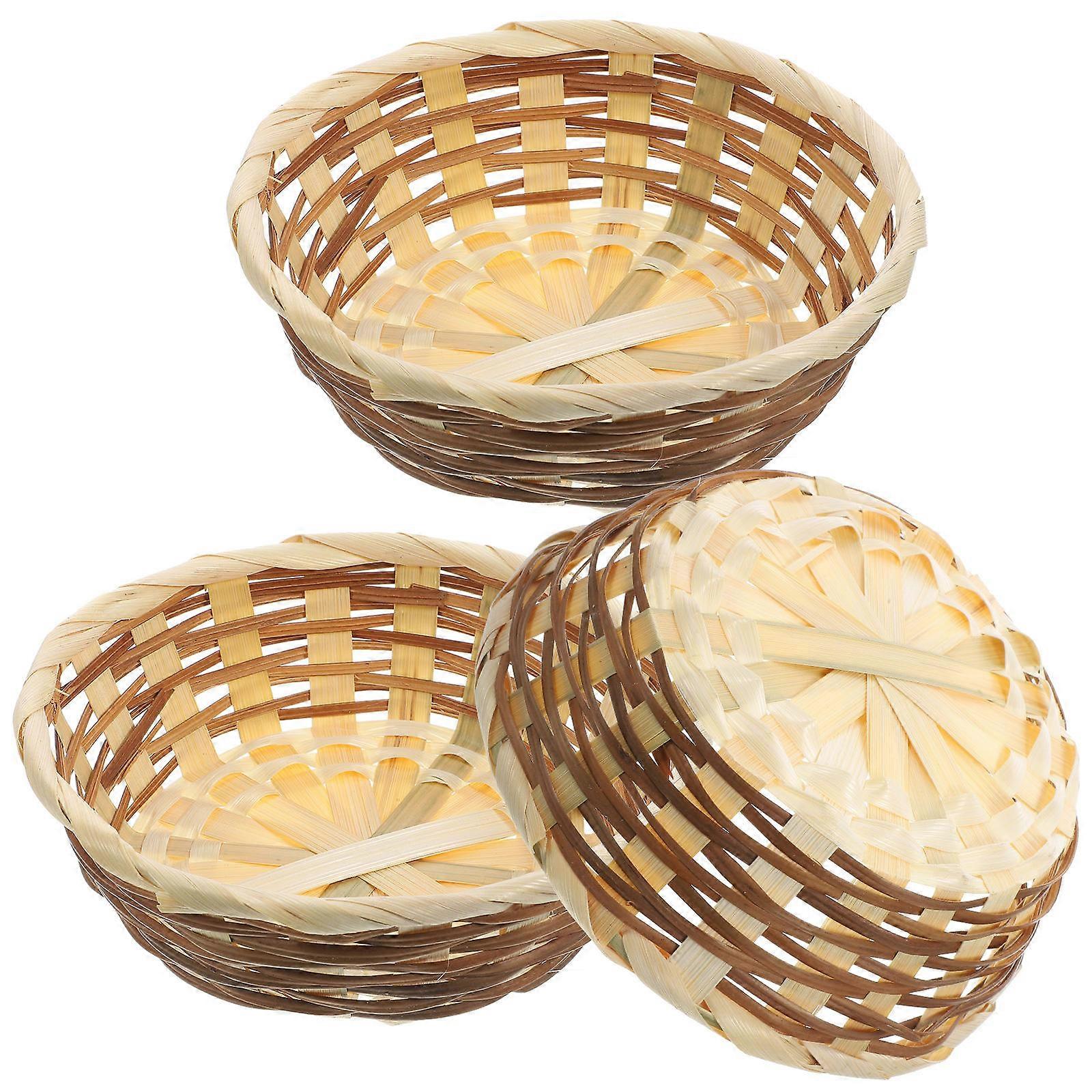 Fruit Basket Bamboo Woven for Food Serving with 3Pcs Set