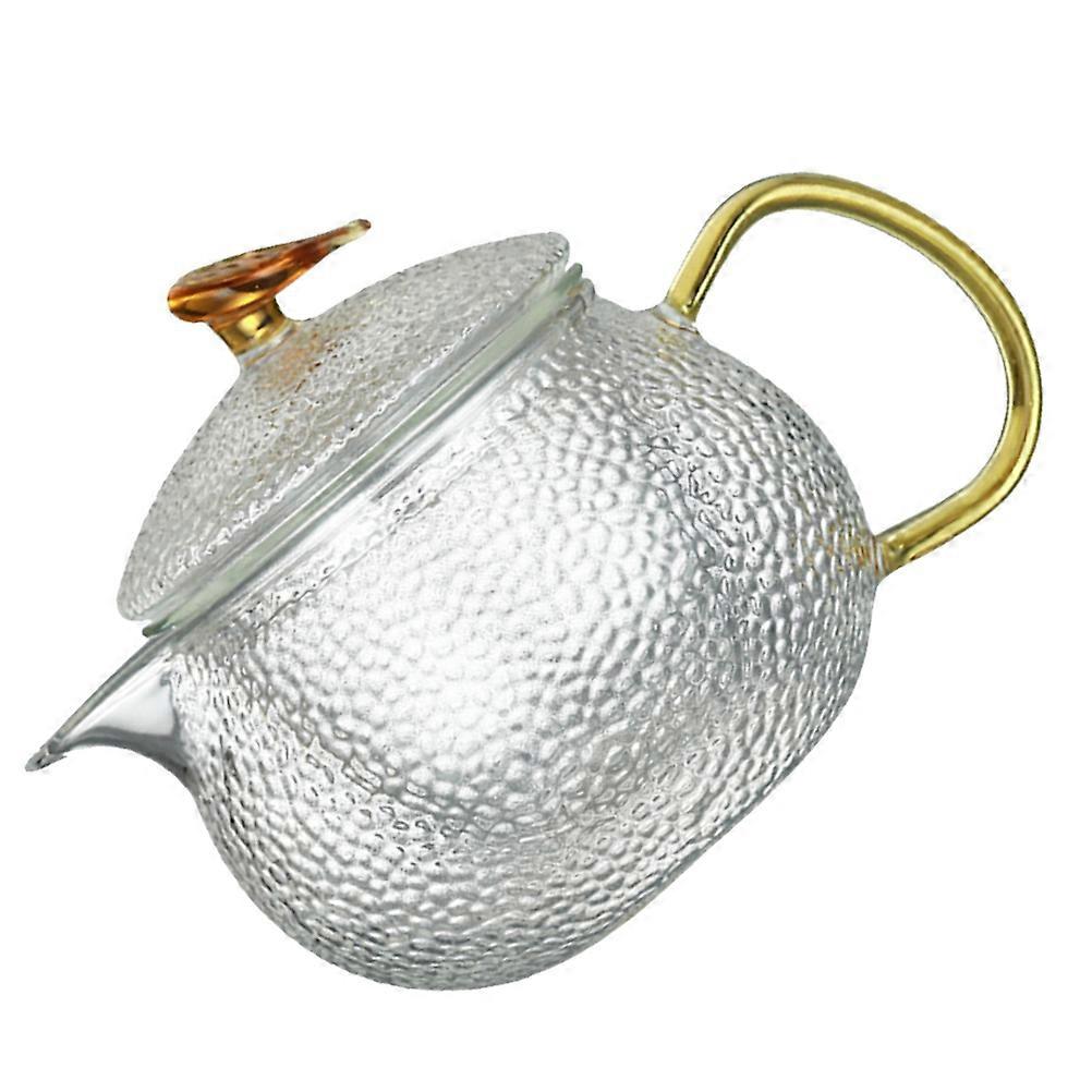 Glass Tea Kettle for Home Use with Hammer Pattern Golden