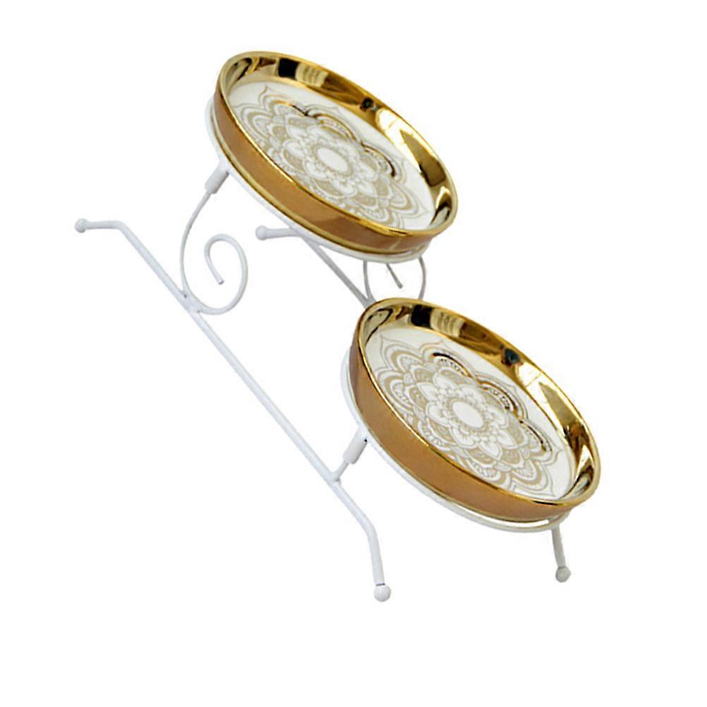 Double-Layer Ceramic Cake Holder for Dessert Storage 1Set