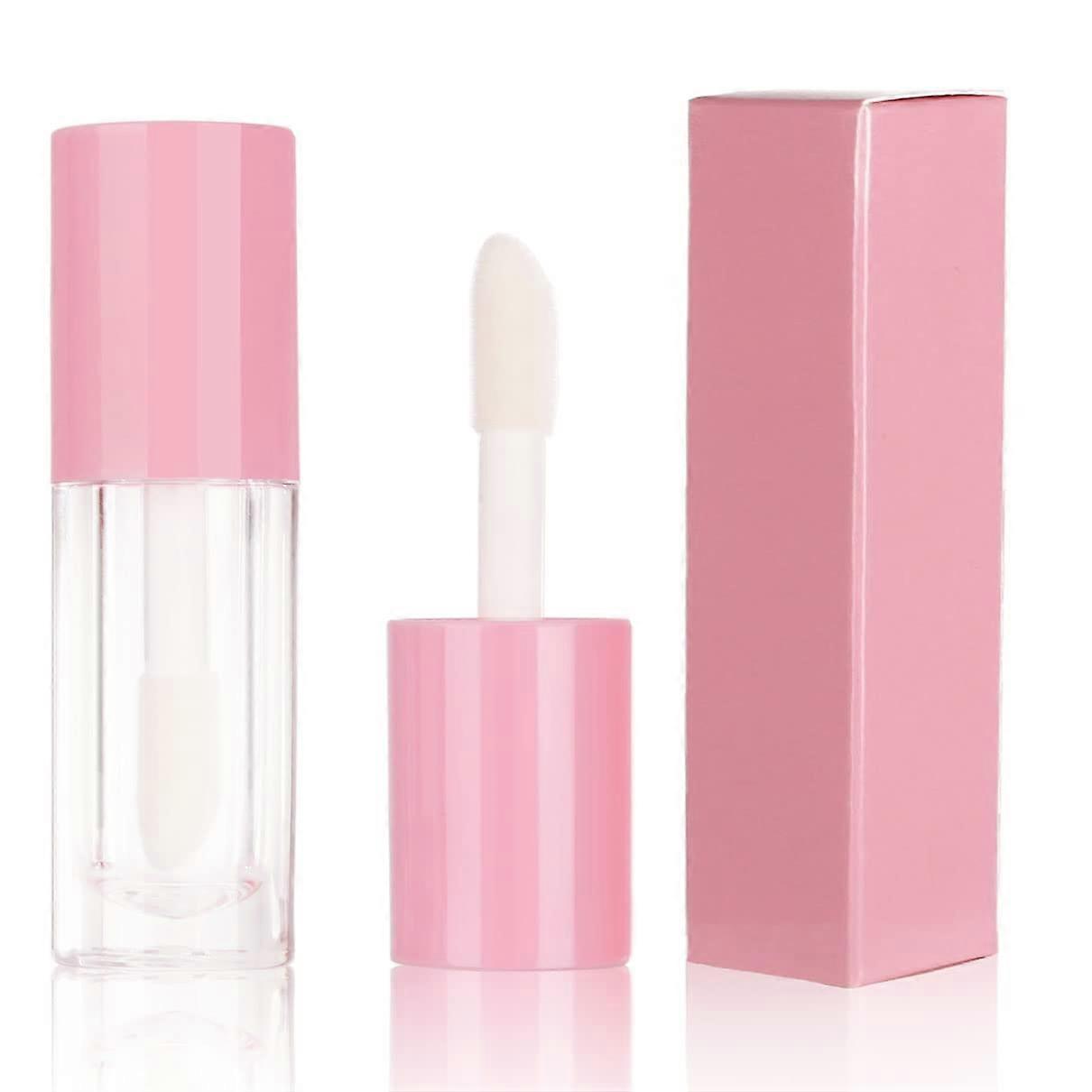 Empty Pink 6ml Lip Gloss Tubes with Doe Foot Wand and Matching Boxes for Packaging