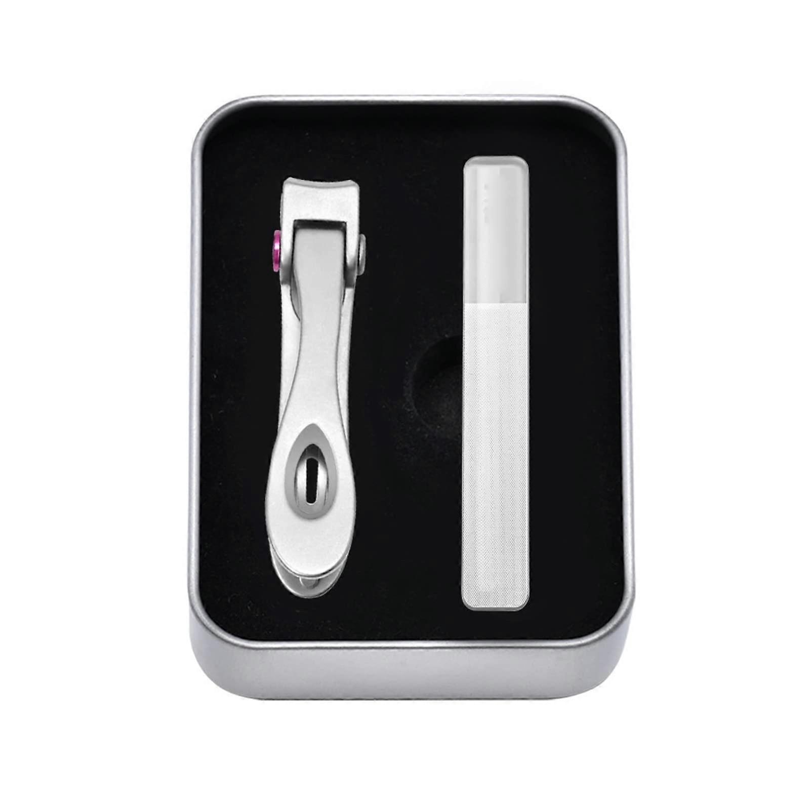 Stainless Steel Nail Clippers Set with Large Opening for Thick Nails, Sharp Blade, Pink