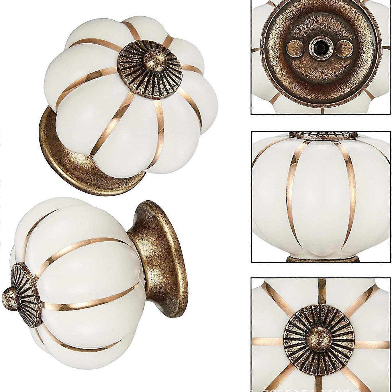 10pcs Vintage Black Ceramic Pumpkin Cabinet Knobs Drawer Pulls Home Decor