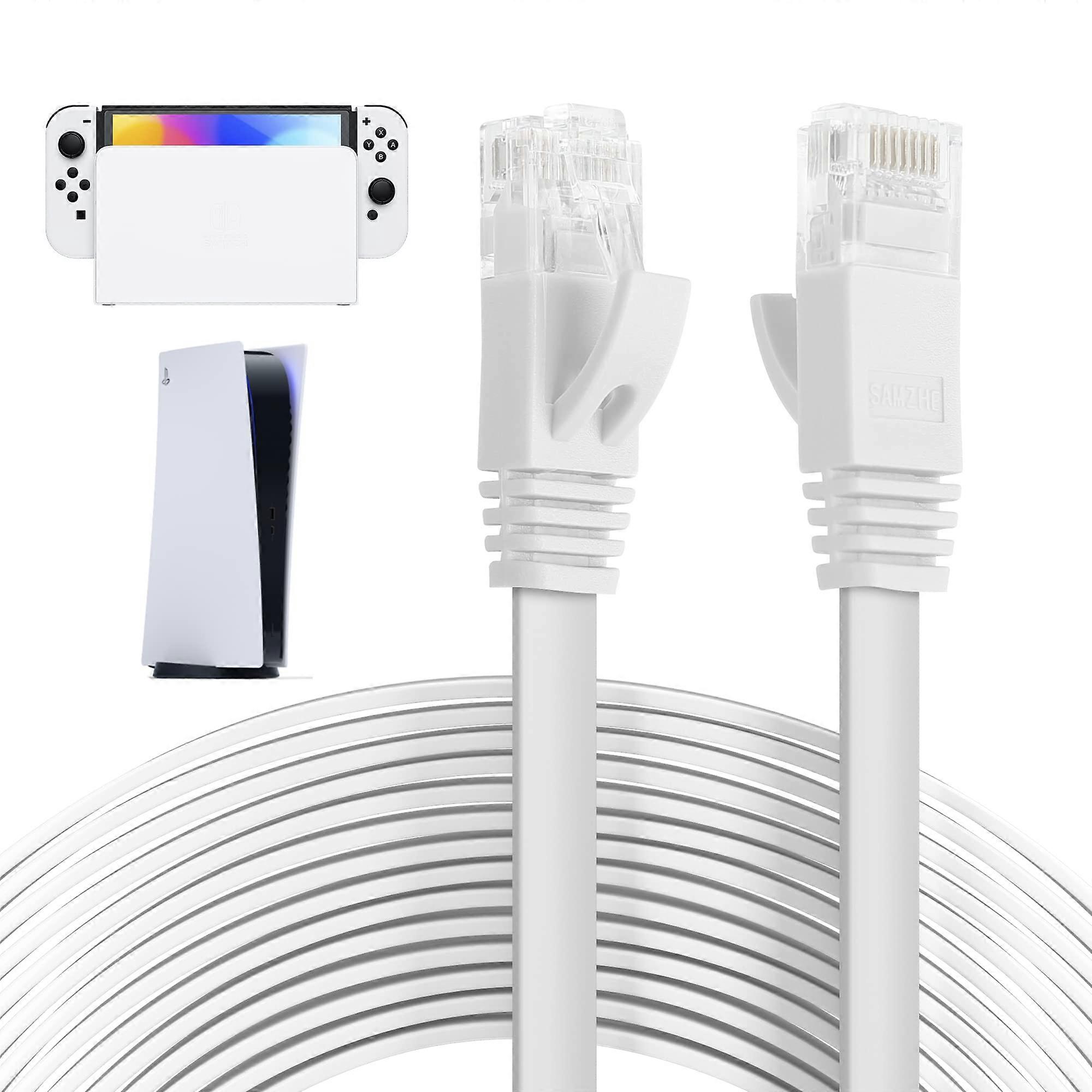 Cat 6 Ethernet Cable White Speed LAN and Stable Wired Connection for Nintendo Switch OLED