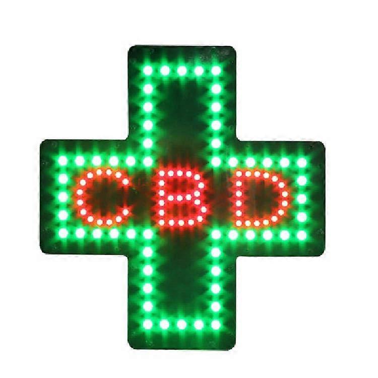 Pharmacy LED Cross Sign Green Light with 3 Modes Super Bright Display and Pull Cord Switch