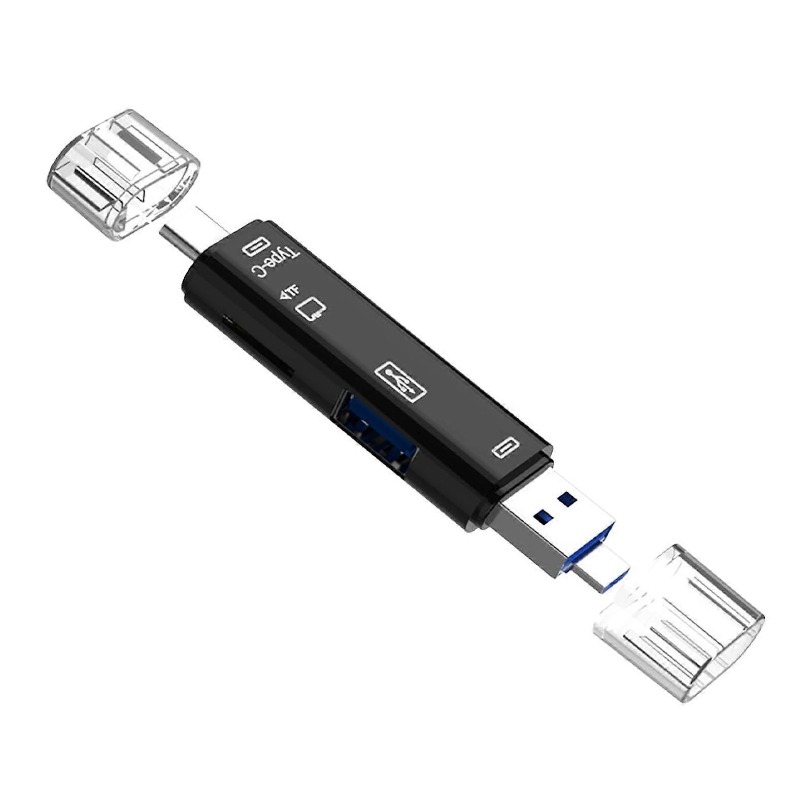USB C and USB 3.0 Card Reader Adapter 5in1  Speed Transfer for Laptop Camera Black