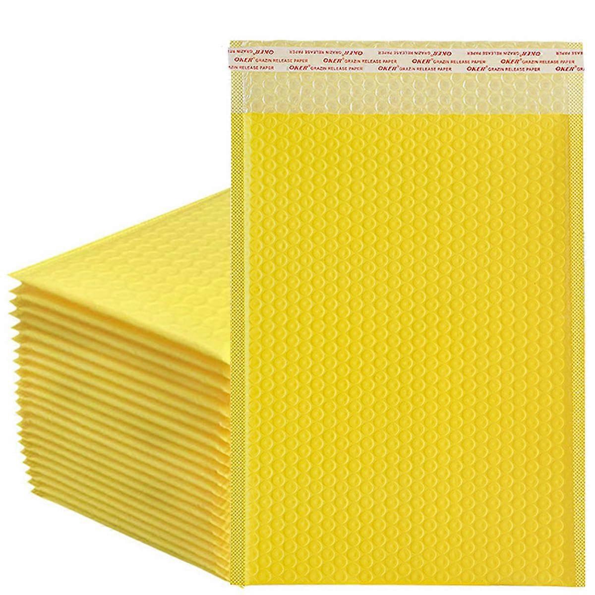 50 Pack Yellow Self Seal Bubble Mailers 20x25cm Waterproof Padded Envelopes for Secure