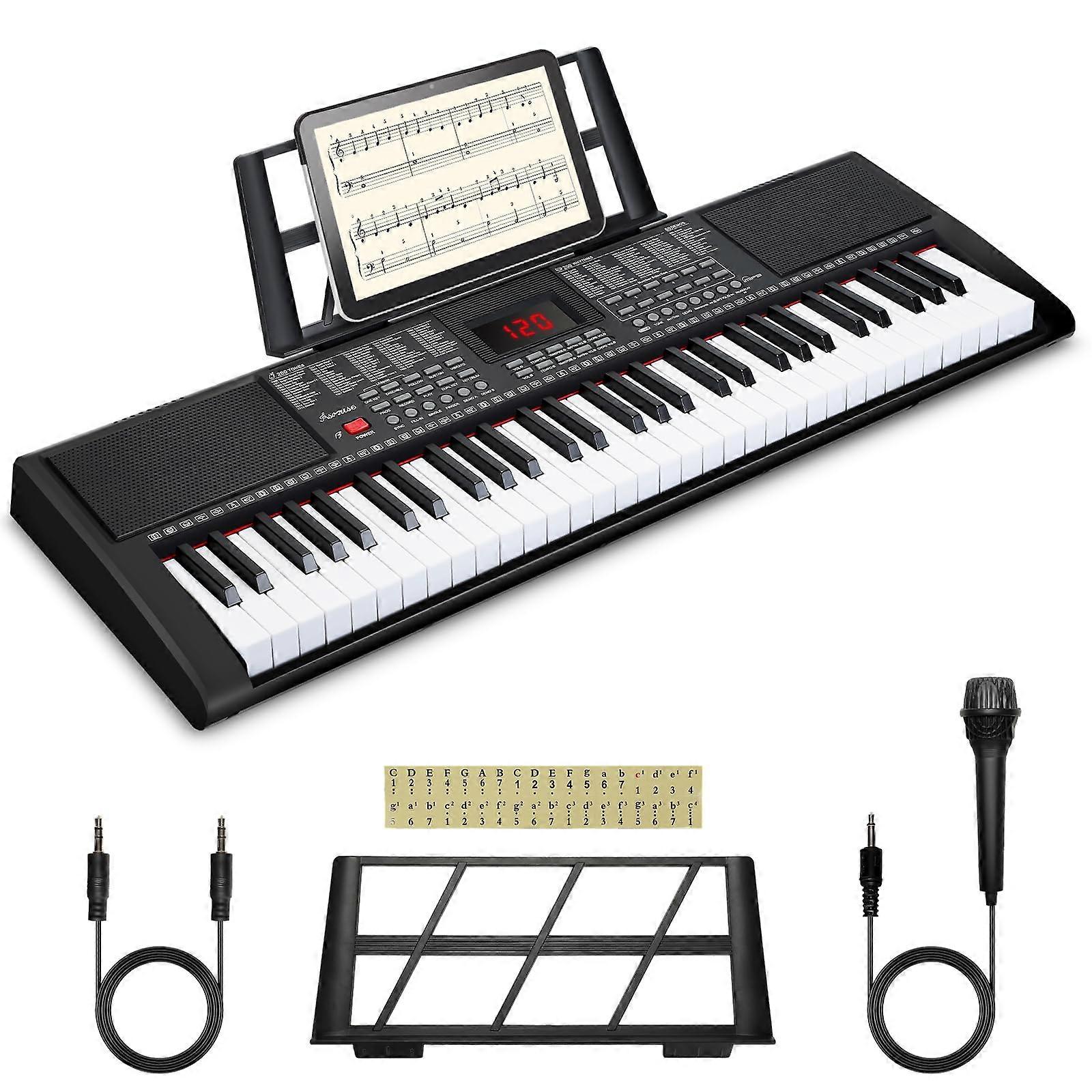 61 Key Keyboard Piano with 200 Tones Rhythms, Easy Learning Modes and Microphone for Beginners