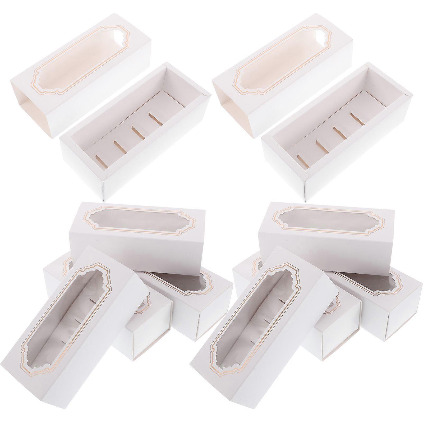 10pcs Paper Packing Box Macaroon Packing Box Dessert Transparent Packaging Box