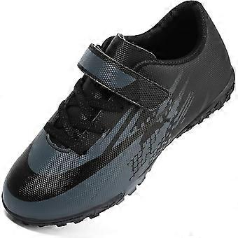 Chuteiras de Futebol Infantil - Chuteiras para Grama Sintética e Futebol de Salão, Cabedal Sintético, Fecho de Velcro - Tamanho 32 EU, Pretas