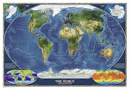 World Satellite, laminated : Wall Maps World (Reference - World)