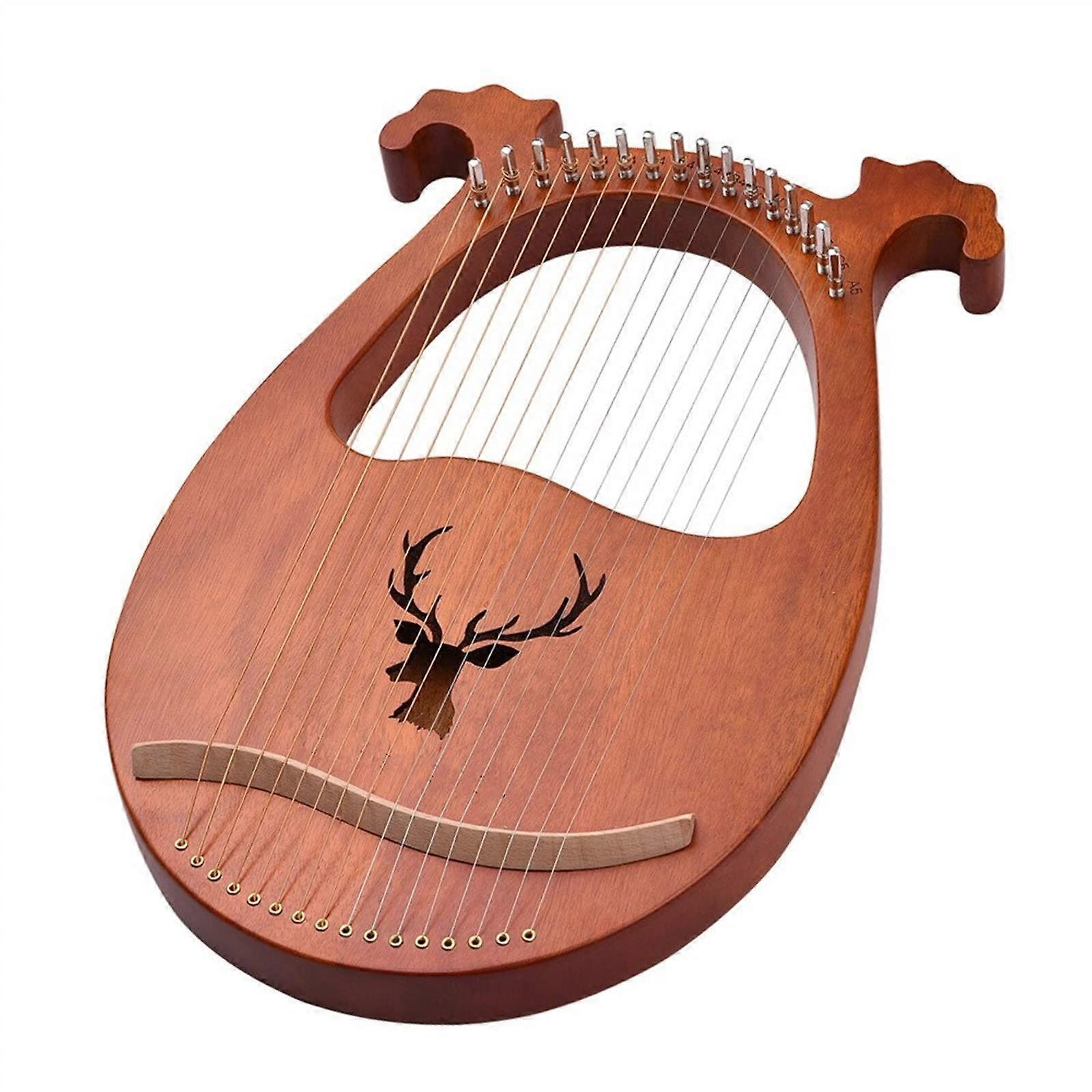 16 String Lyre Harp Solid Wood with Tuning Hammer Spare Strings Picks for Beginners