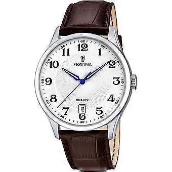 Festina Brun Äkta Läder Eller Läderimitation F20426/1 Herrklocka