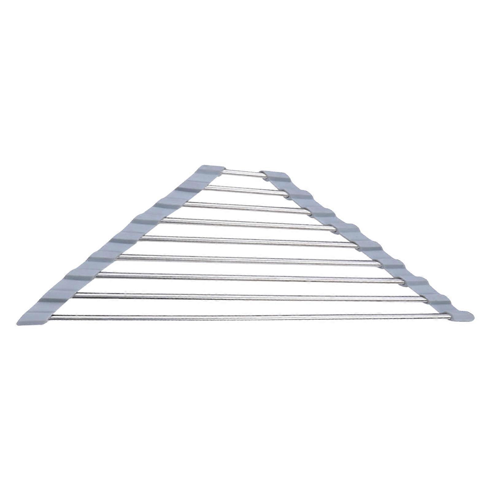 1Pc Stainless Steel Drain Rack Tableware Drain Rack Triangular Drain Rack Gray