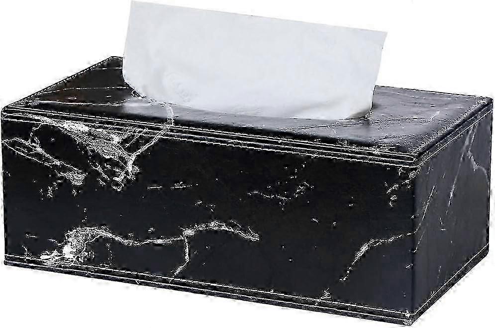 Rectangular Leather Tissue Box (Black Marble)