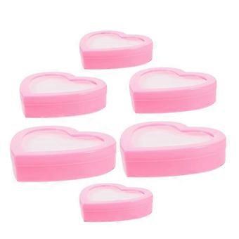 Girls Jewelry Box Heart Shaped Ring Holder for Storage 6Pcs Collection